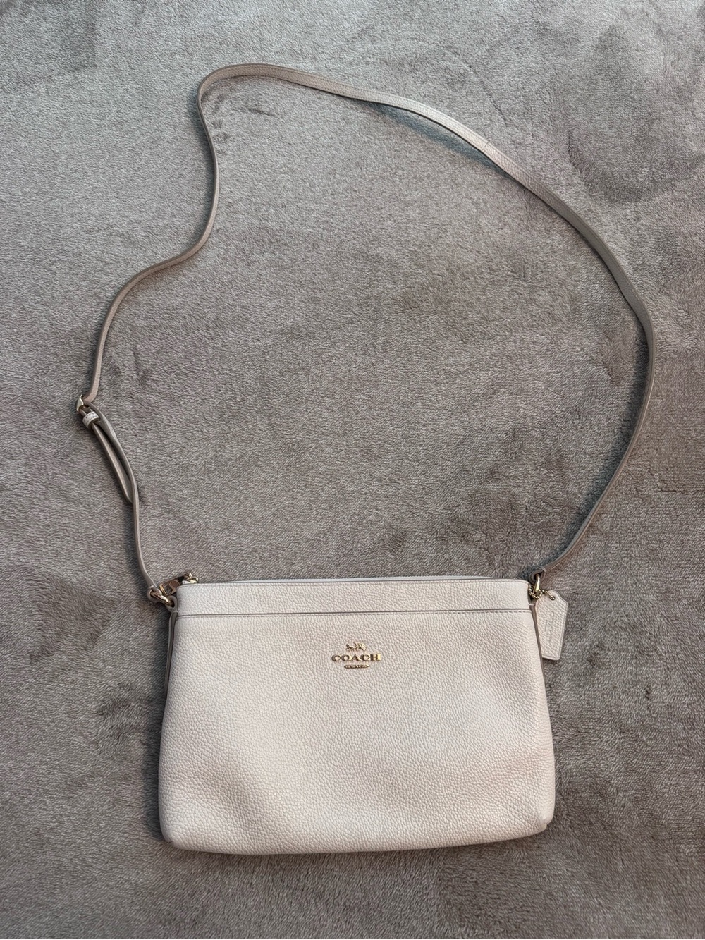 Coach Pebbled Leather Crossbody in Pale Pink with Gold Hardware